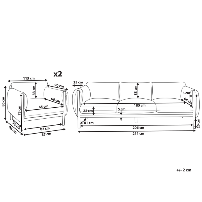 Beliani - ESPERIA - Loungeset 5-zits - Lichtgrijs - Aluminium