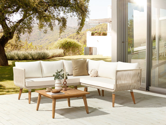 Beliani - ALCAMO - Loungeset voor 5 - Beige - Acaciahout