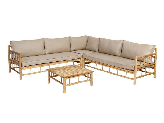 WOOOD Bamboo Hoek Loungeset Loungebank + Koffietafel Inclusief