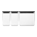 Brabantia Tasty+ Stapelbare Voorraadbus Set van 3 - 1,6 + 1,6 + 3,5 L - Dark Grey