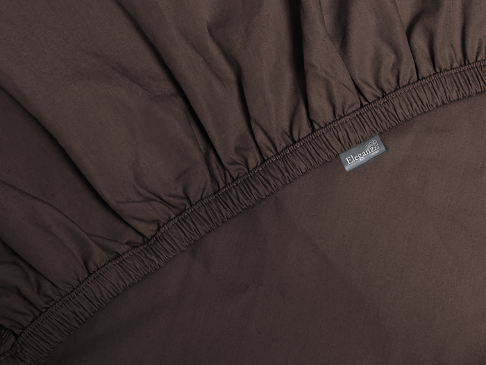 Elegance Hoeslaken Katoen Perkal 35cm Hoekhoogte donker bruin