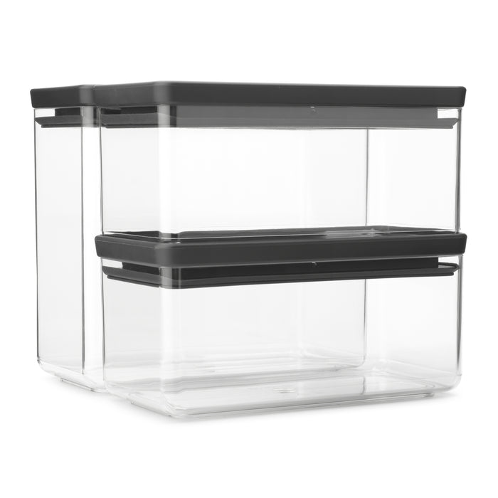 Brabantia Tasty+ Stapelbare Voorraadbus Set van 3 - 1,5 + 1,5 + 3,5 L - Dark Grey