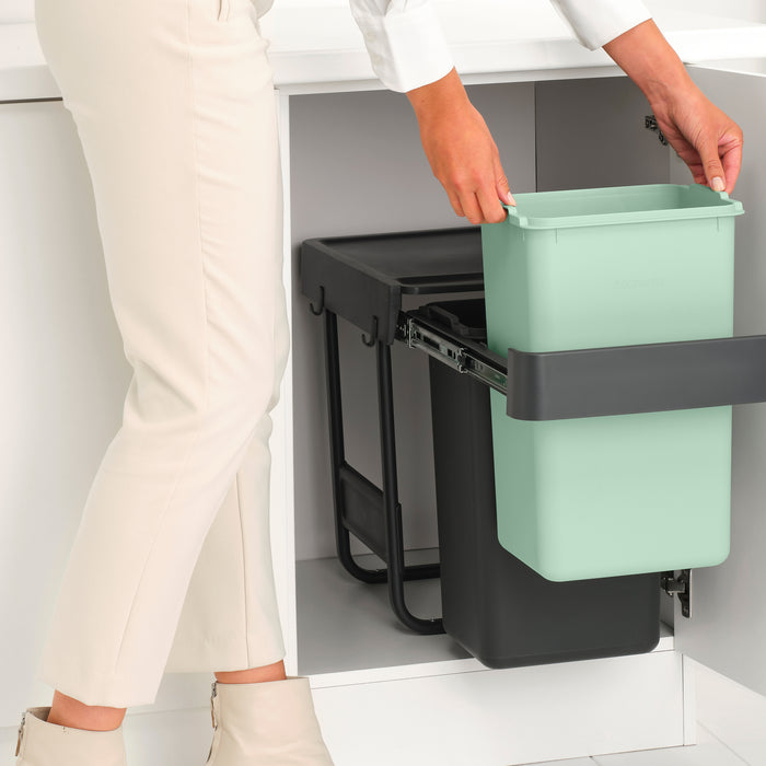 Brabantia Sort & Go Inbouw Prullenbak 2 x 15 L - Jade Green / Dark Grey