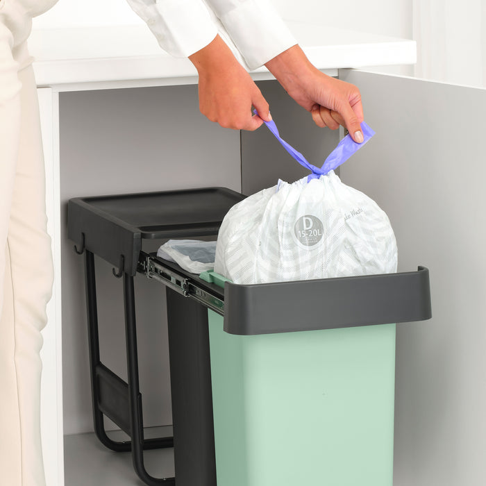 Brabantia Sort & Go Inbouw Prullenbak 2 x 15 L - Jade Green / Dark Grey