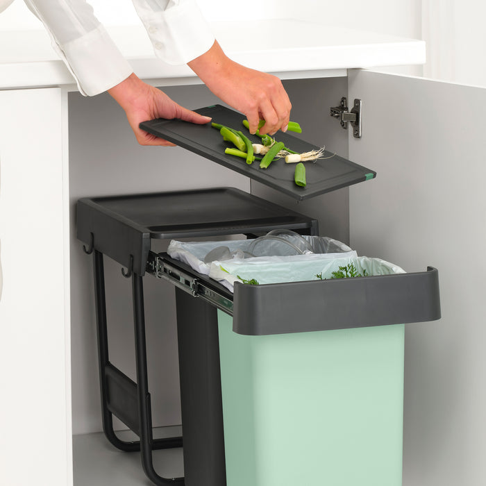 Brabantia Sort & Go Inbouw Prullenbak 2 x 15 L - Jade Green / Dark Grey