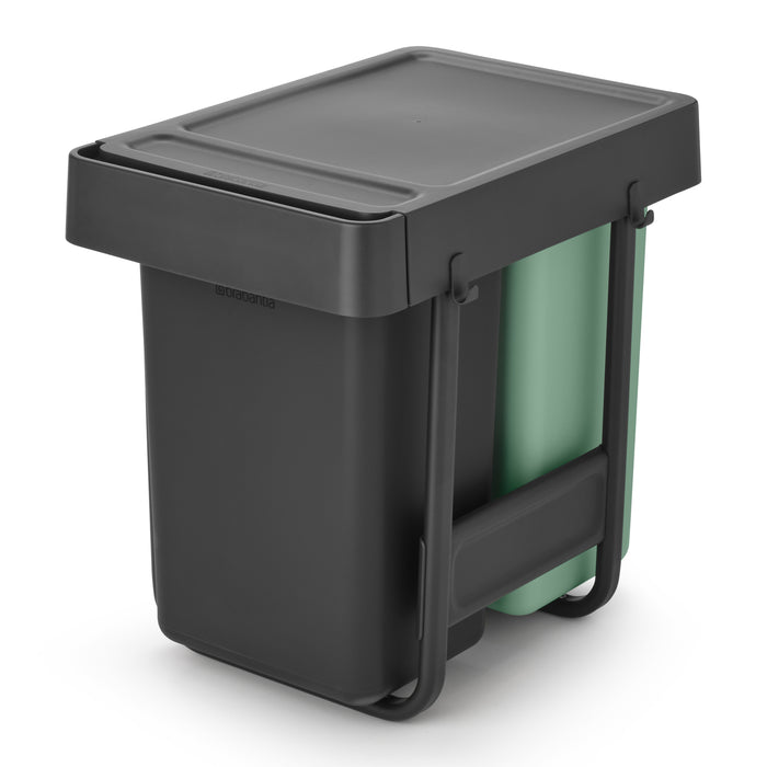 Brabantia Sort & Go Inbouw Prullenbak 2 x 15 L - Jade Green / Dark Grey