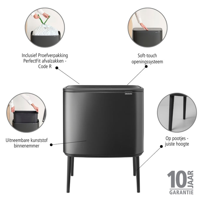 Brabantia Bo Touch Bin Afvalemmer 36 Liter - Confident Grey