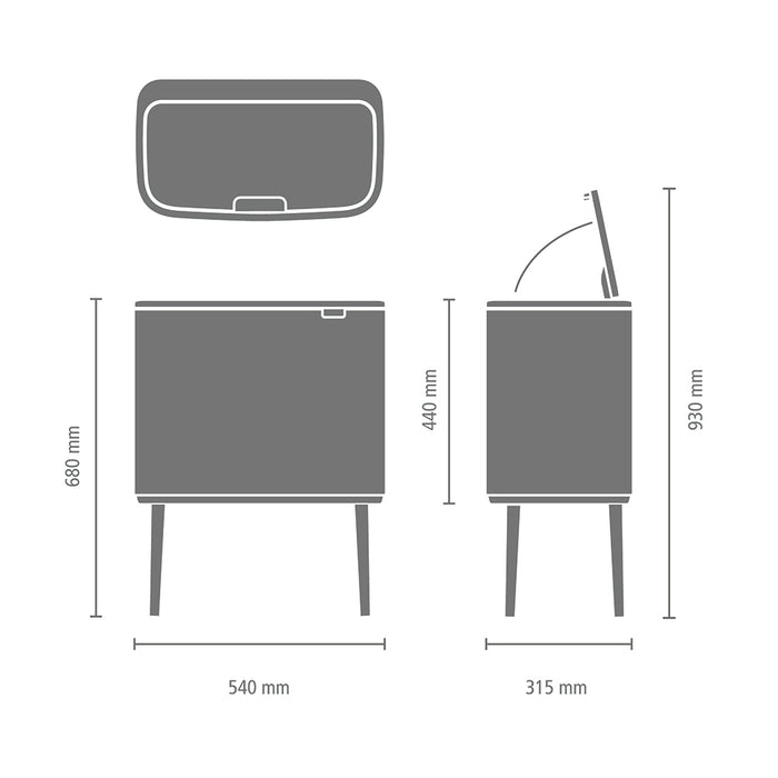 Brabantia Bo Touch Bin Afvalemmer 11 + 23 Liter - Satin Taupe