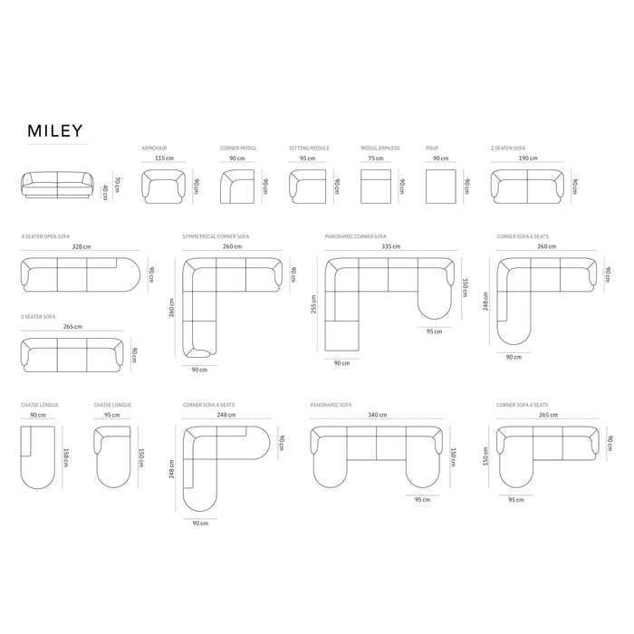 Micadoni Miley U-bank Hoek Links - Chenille - Kiezelgrijs