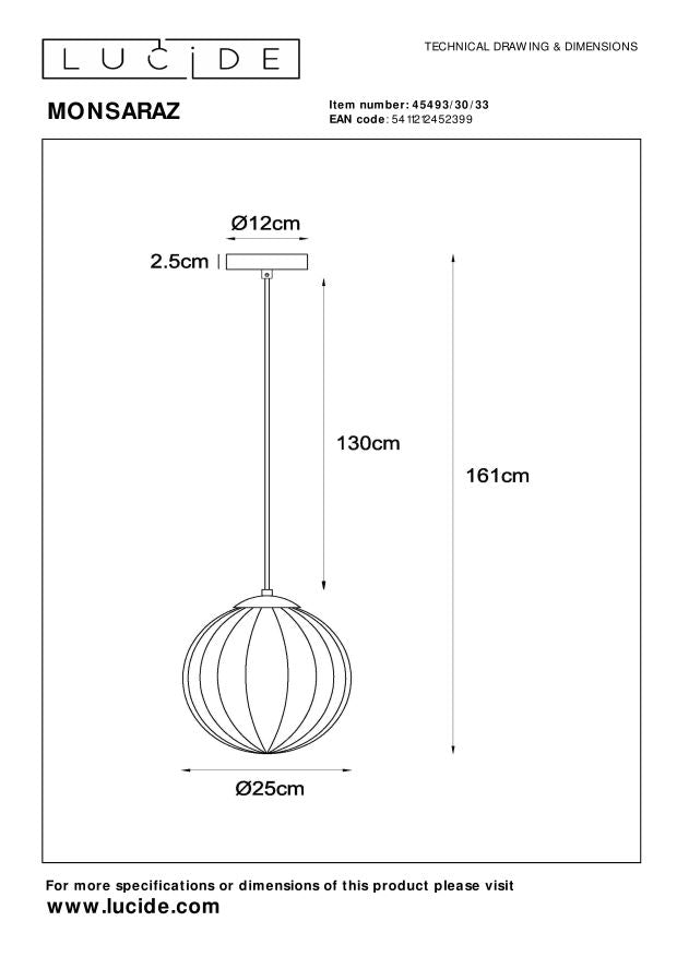 Lucide MONSARAZ Hanglamp - Groen