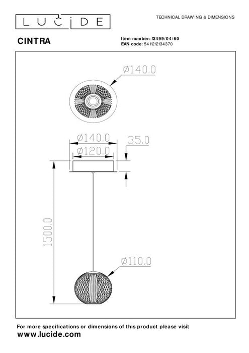 Lucide CINTRA Hanglamp - Transparant