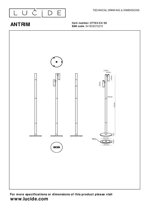 Lucide ANTRIM Leeslamp - Zwart