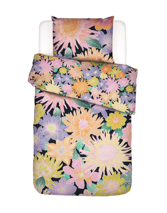 Essenza Flower fling Dekbedovertrek 140 x 220 cm - Zwart