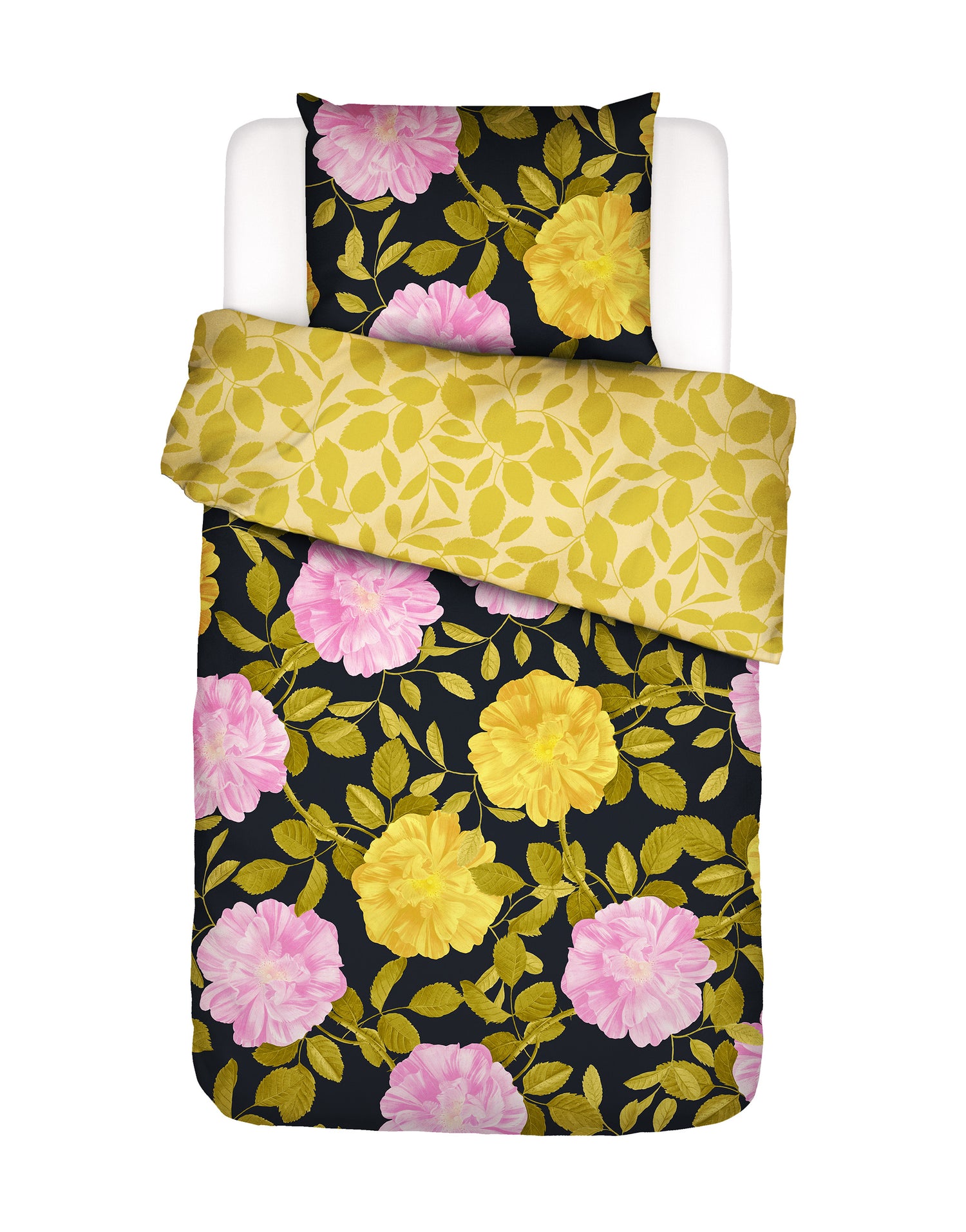 Essenza Bloom with a view Dekbedovertrek 140 x 220 cm - Zwart