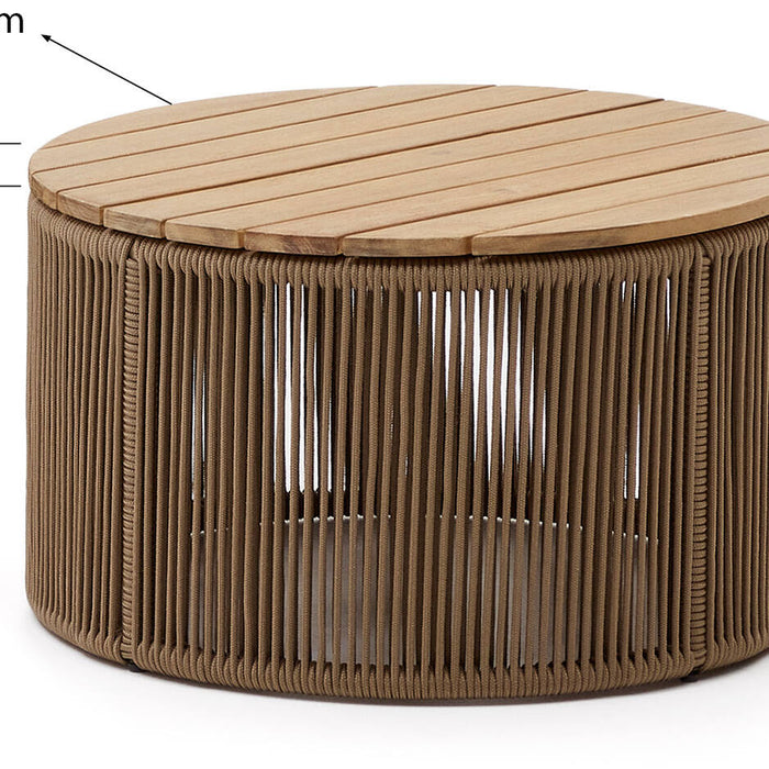 Kave Home - Dandara salontafel van staal, beige touw en massief