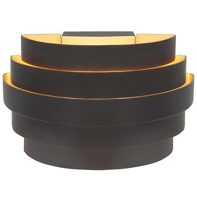 Highlight - Scudo - Wandlamp 1 lichts 20 cm Zwart|Goud