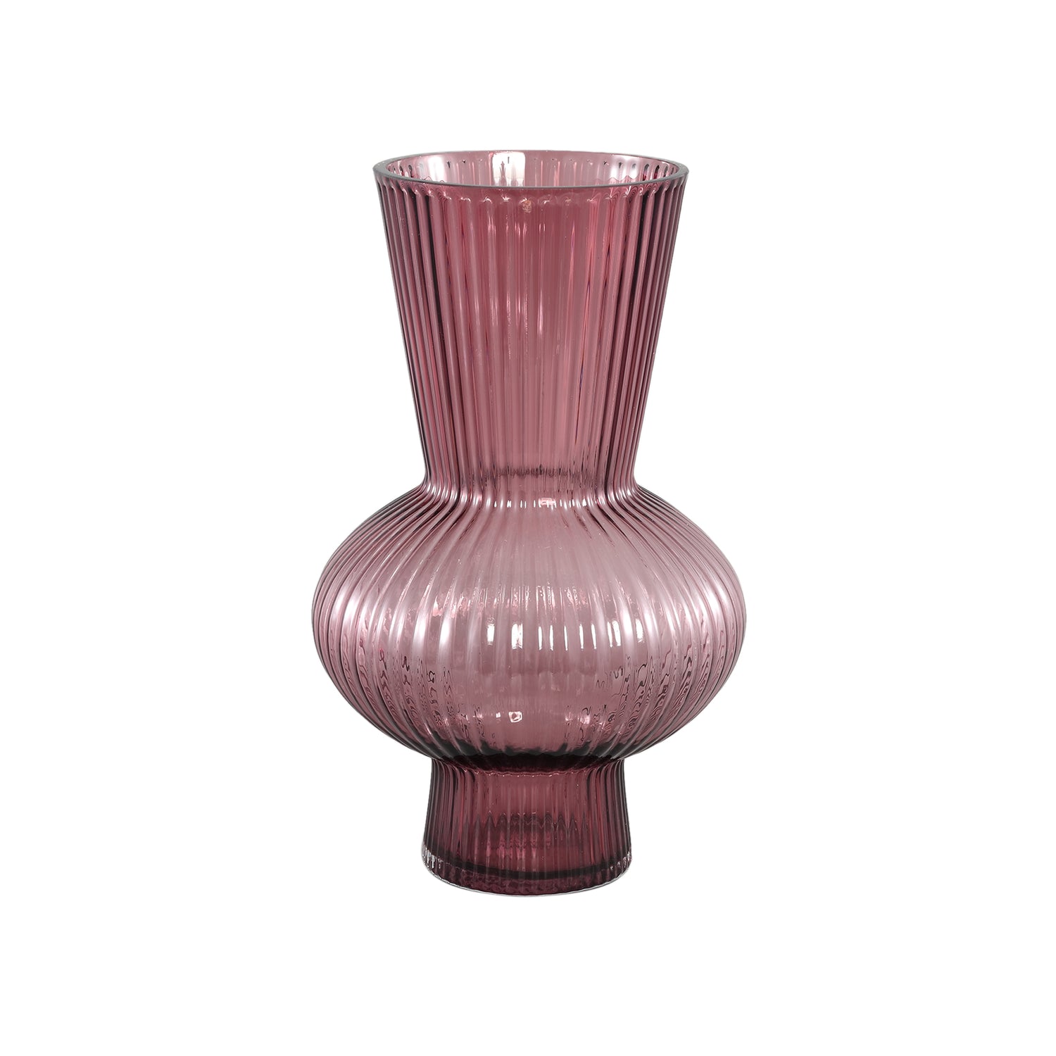 PTMD Anouk Purple solid glass vase ribbed round taps