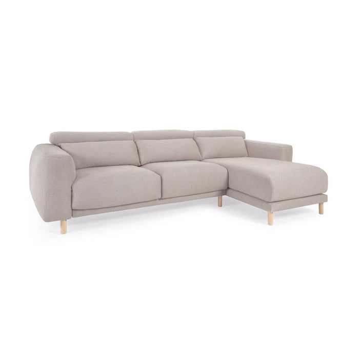 Kave Home - Singa 3-zitsbank met chaise longue rechts, verstelbare