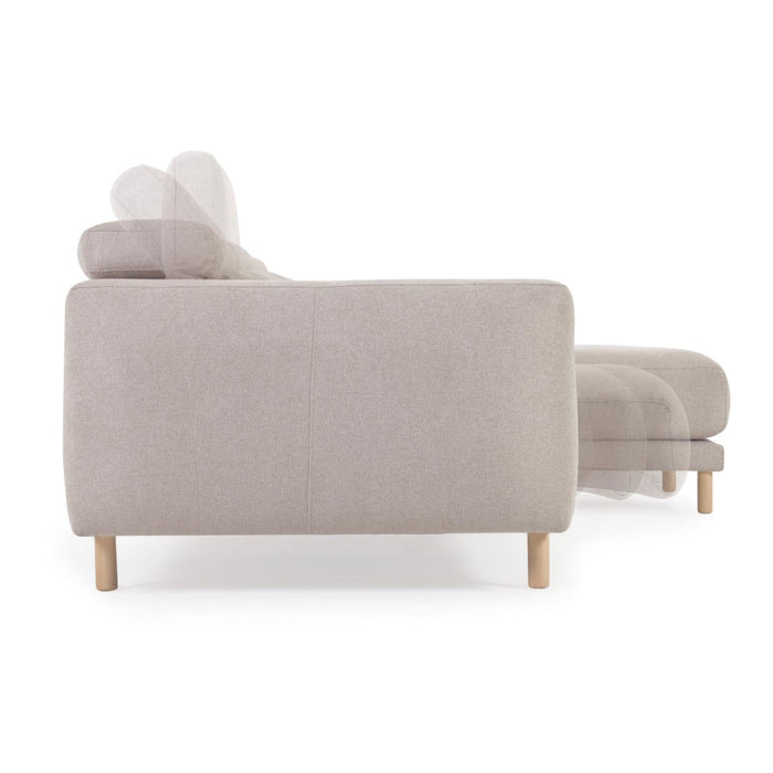 Kave Home - Singa 3-zitsbank met chaise longue rechts, verstelbare
