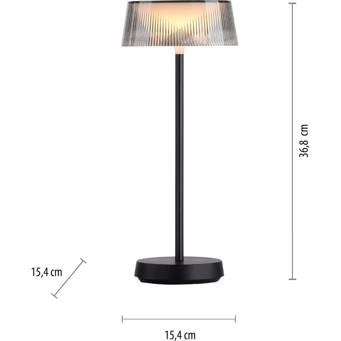 JUST LIGHT Oplaadbare Accu Tafellamp Dora Zwart IP44  incl. Dimmer
