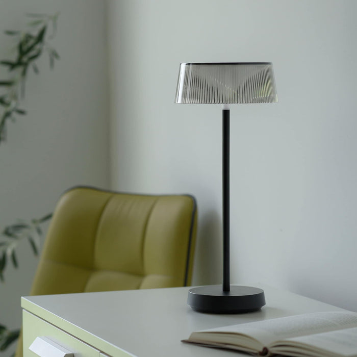 JUST LIGHT Oplaadbare Accu Tafellamp Dora Zwart IP44  incl. Dimmer