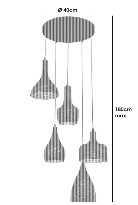 Freelight Hanglamp Fuoco Bruin Zwart 5 Lichts Ø 40cm  E27 Fitting
