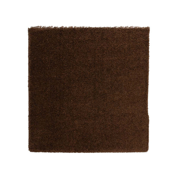 Tapeso Vierkant hoogpolig vloerkleed shaggy Trend effen - bruin -