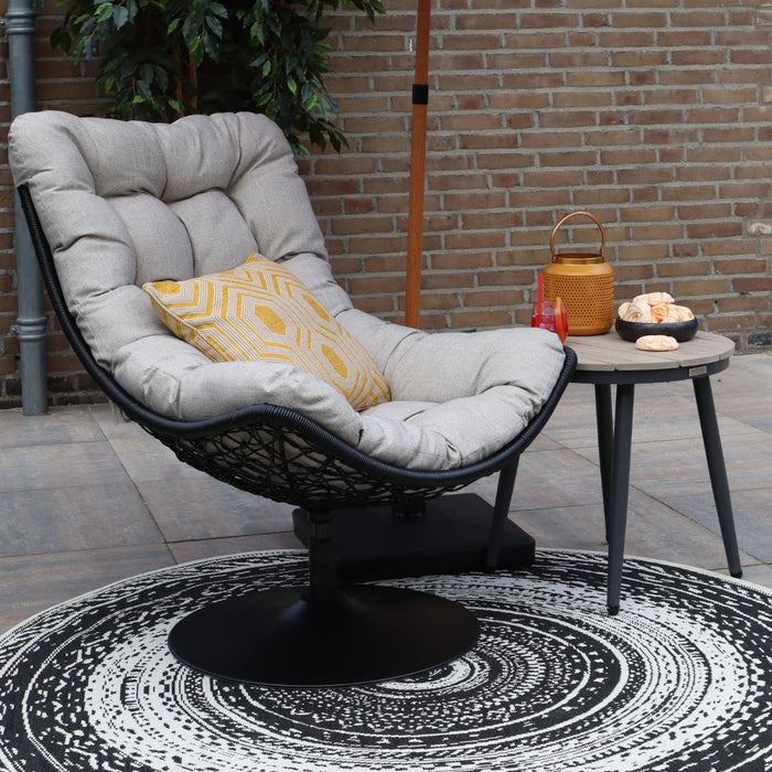 Woood Swivel loungestoel zwart