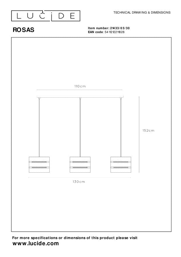 Lucide ROSAS Hanglamp - Zwart