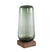 PTMD Kjelt Green glass vase on wooden base L