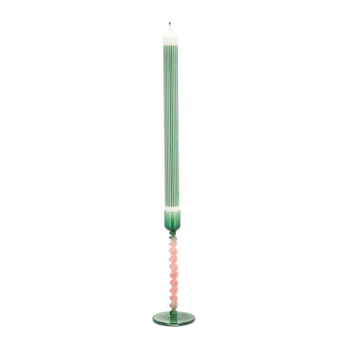 Villa Collection Styles Glazen Kandelaar Twist - Groen / Roze