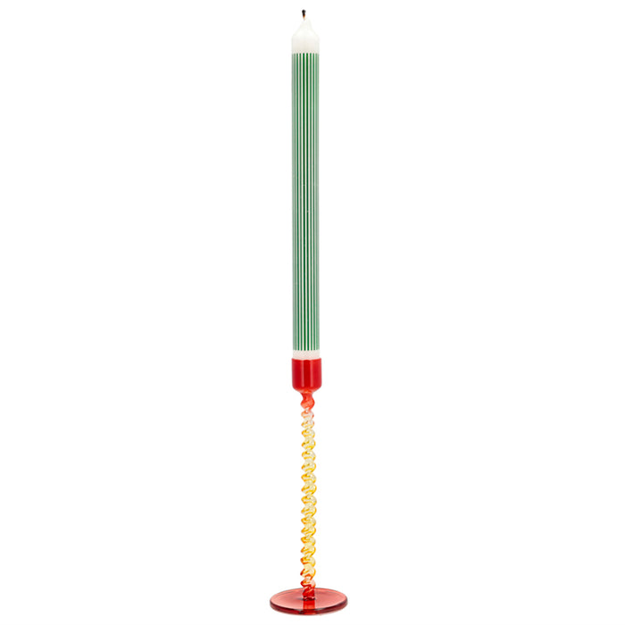 Villa Collection Styles Glazen Kandelaar Twist - Geel / Rood