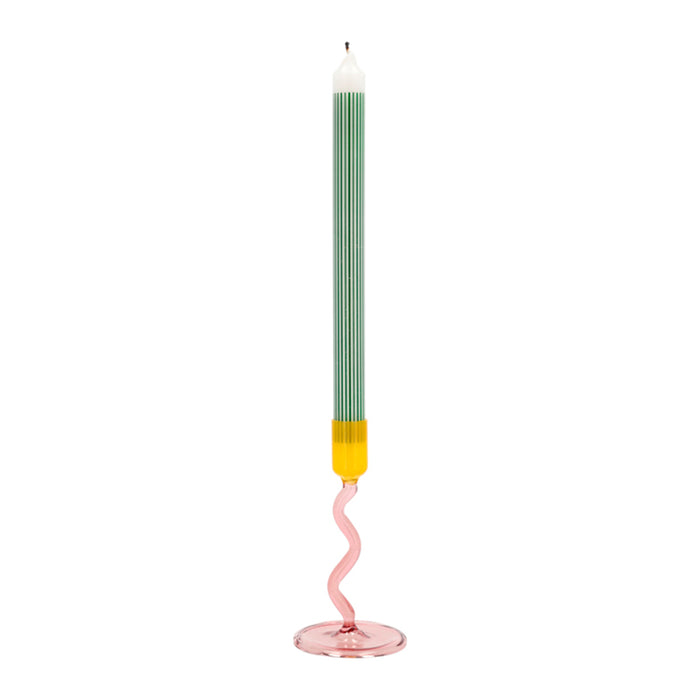 Villa Collection Styles Glazen Kandelaar Spiral - Roze / Geel