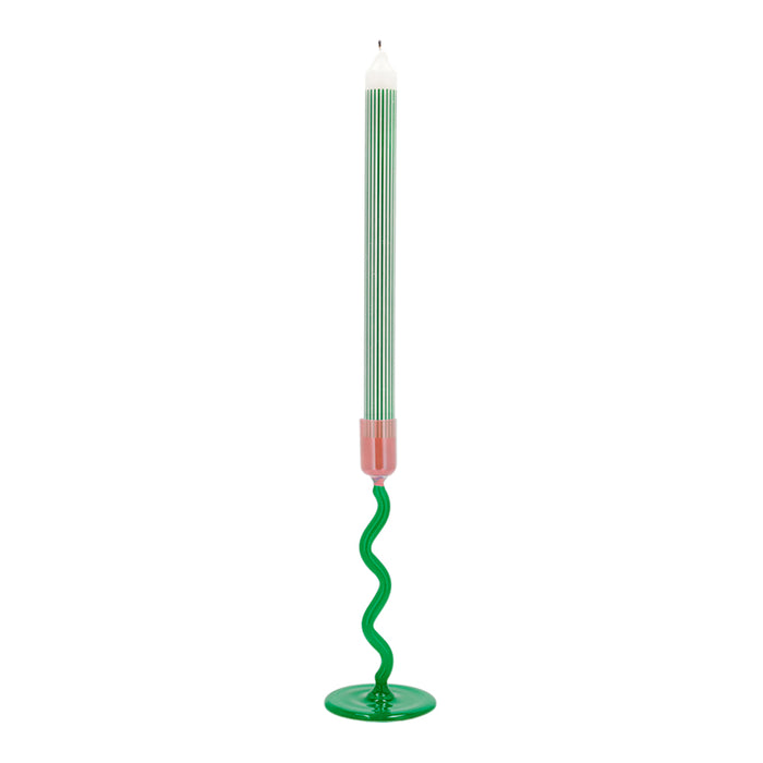 Villa Collection Styles Glazen Kandelaar Spiral - Groen / Roze