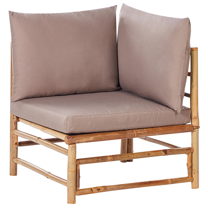 Beliani - CERRETO - Loungeset 4-zits hoekbank - Taupe - Bamboehout