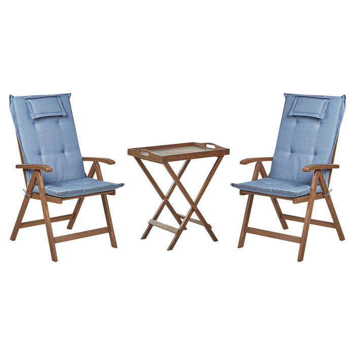 Beliani - AMANTEA - Bistroset - Donkerhout|Blauw- Acaciahout