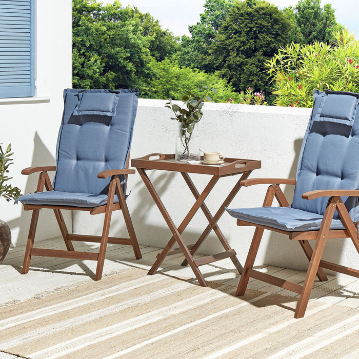 Beliani - AMANTEA - Bistroset - Donkerhout|Blauw- Acaciahout