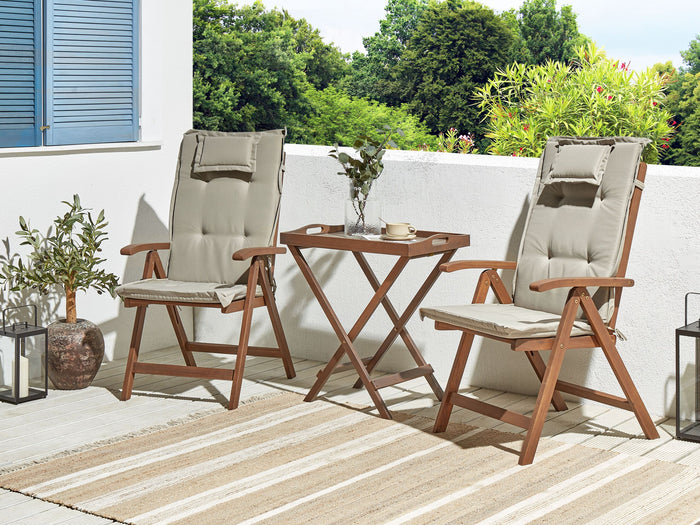 Beliani - AMANTEA - Bistroset - Donkerhout|Taupe - Acaciahout