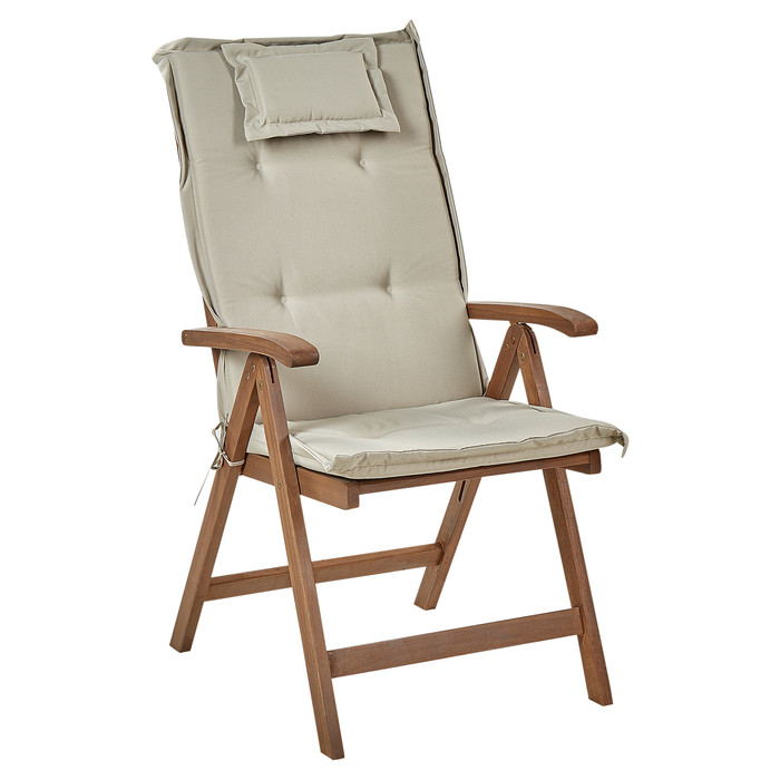 Beliani - AMANTEA - Bistroset - Donkerhout|Taupe - Acaciahout