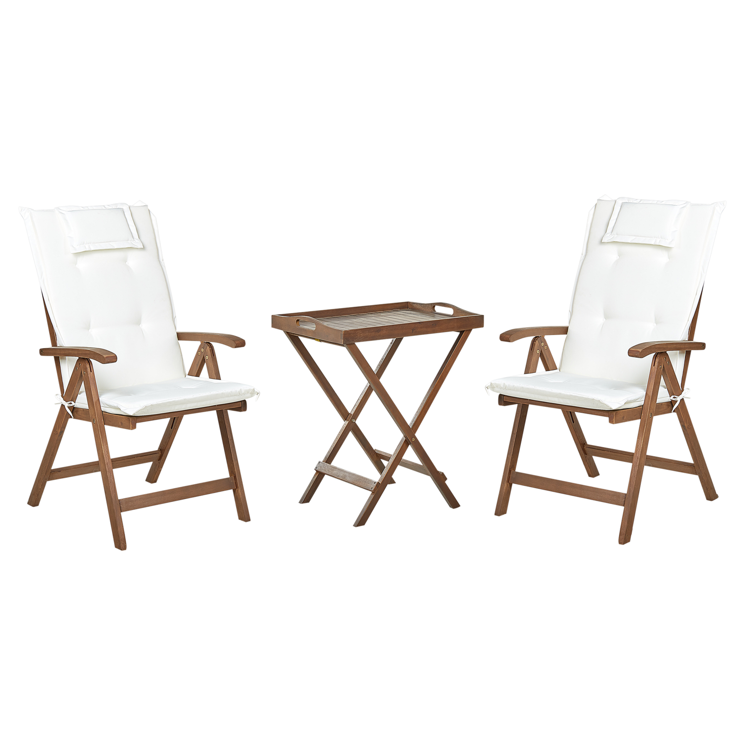 Beliani - AMANTEA - Bistroset - Donkerhout|Wit - Acaciahout
