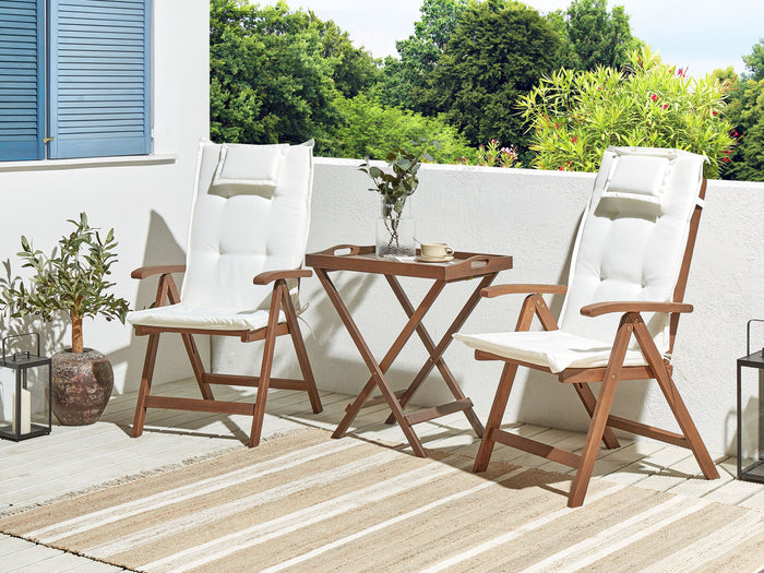 Beliani - AMANTEA - Bistroset - Donkerhout|Wit - Acaciahout