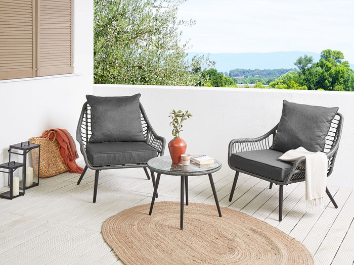 Beliani - LAURETO - Bistroset voor 2 - Grijs - PE rotan