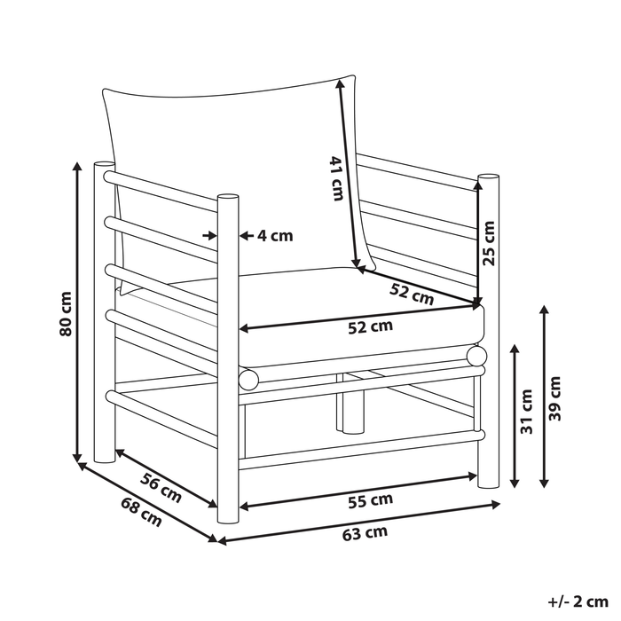 Beliani - CERRETO - Tuinstoel - Taupe - Bamboe