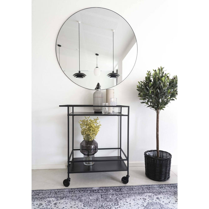 Jersey Mirror - Mirror, steel, black, ø100 cm