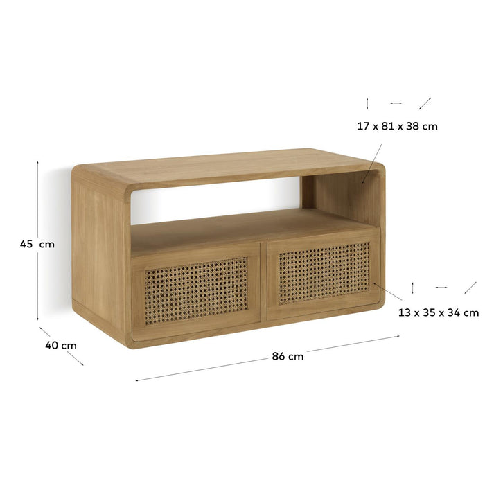 Kave Home - Sabiela massief teakhouten badkamermeubel 86 x 45 cm