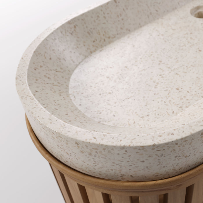 Kave Home - Rokia massief teakhouten badkamermeubel met opzetwastafel