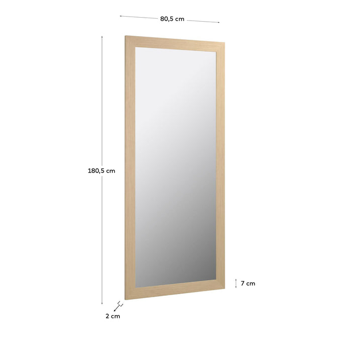 Kave Home - Yvaine spiegel natuurlijke afwerking 80,5 x 180,5 cm