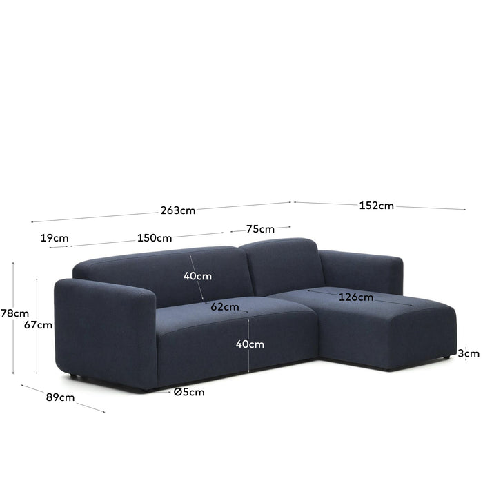Kave Home - Neom modulaire bank 3 zits chaise longue rechts|links