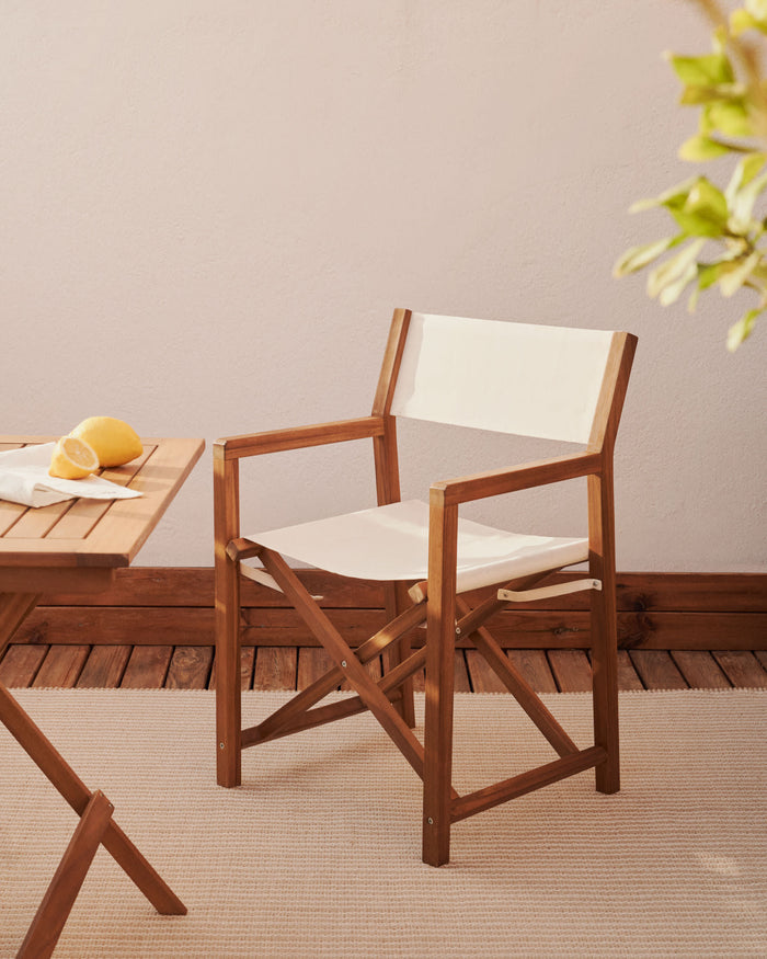 Kave Home - Thianna opvouwbare tuinstoel in beige met massief