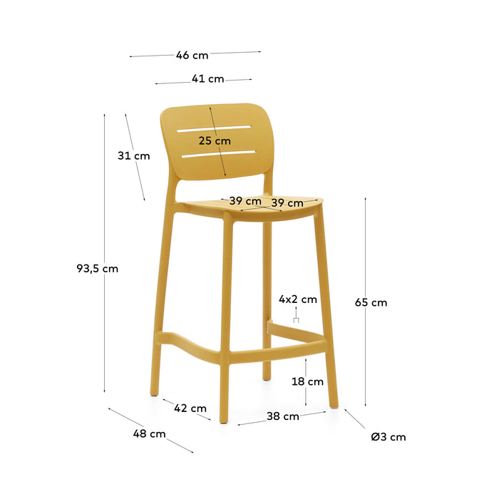 Kave Home - Morella tuinstoel van mosterdkleurig kunststof, 65 cm hoog